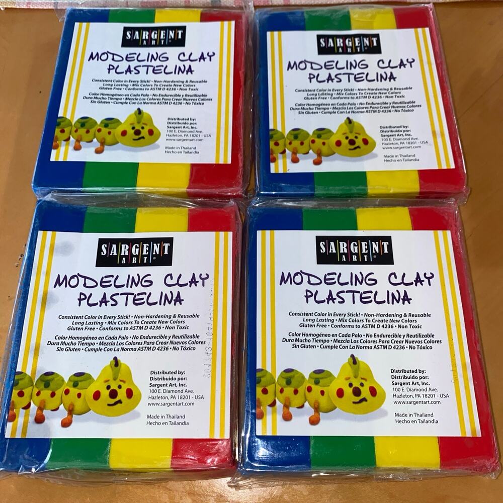 4x Sargent Art Rainbow Non-Hardening Modeling Clay Plastelina Color Sticks Craft
